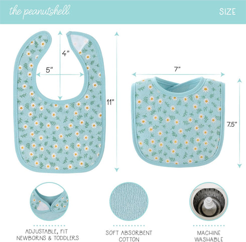 The Peanutshell Baby Girl Bibs Set, Terry Cloth, Feeding, Drooling, Teething Essentials for Newborn, Infant, Toddler Babies, 10 Pack Pastel Pink, Green, Rainbow Floral