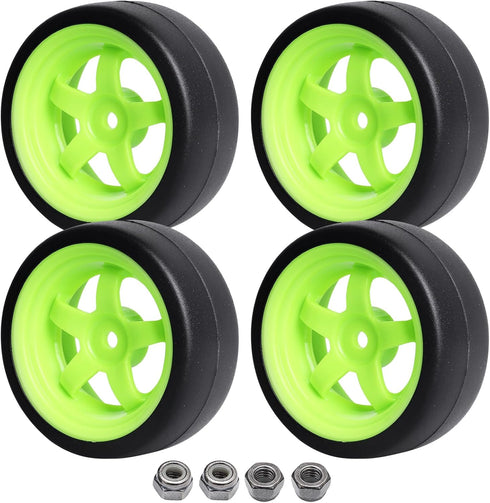 CrazayHobby RC Drift Wheels and Tires, Hard Plastic Slick Tires 12mm Hex for 1/10 Traxxas, Tamiya, HPI On-Road Car