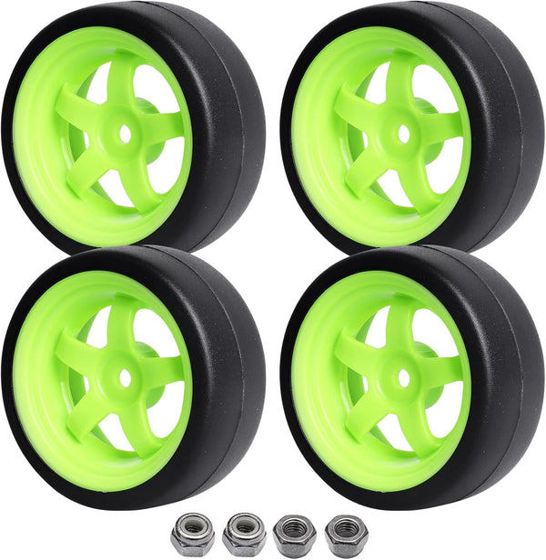 CrazayHobby RC Drift Wheels and Tires, Hard Plastic Slick Tires 12mm Hex for 1/10 Traxxas, Tamiya, HPI On-Road Car