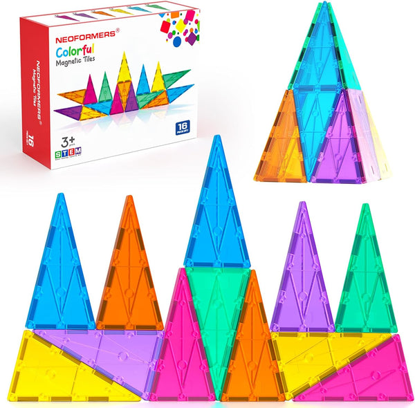 Magnetic Tiles Building Block Set: 16PCS Isosceles Triangle Expansion Pack Construction Building