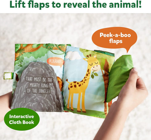 Skillmatics Peek-A-Boo Jungle Book - Soft Cloth Book for Baby, Infant & Toddler Toys, Crinkle Pages for Sensory Play, Gifts for Ages 6 Months and Up