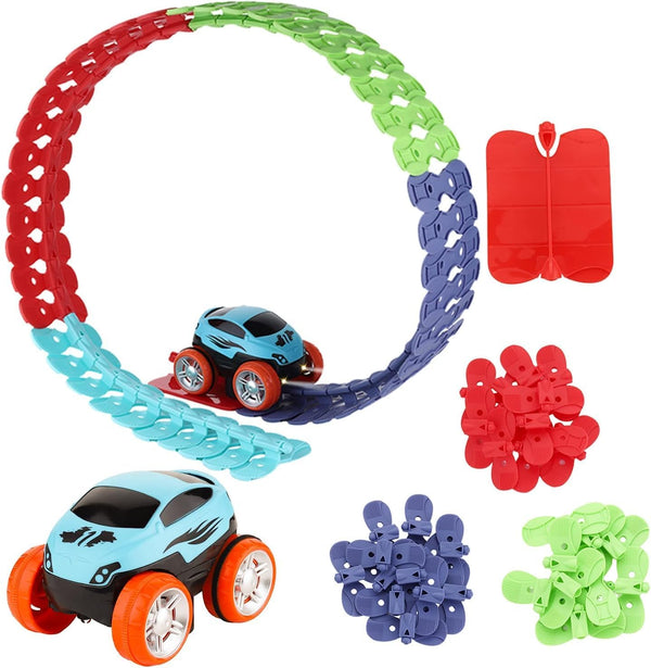 Car and Flexible Track Playset for Kids 3-11 Years Old, Engineering Road Race Tracks Toys for Boys and Girls
