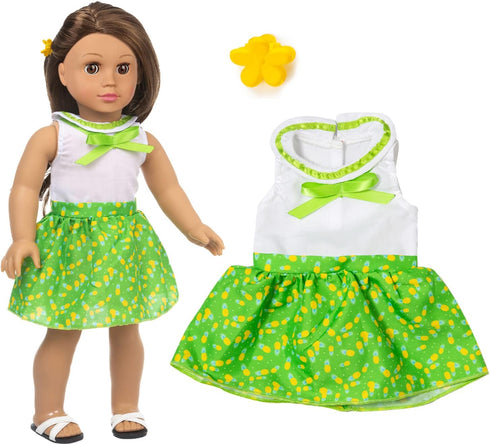 American 18 Inch Doll Clothes and Accessories, 5 Sets Doll Clothes Dress Outfits + 2 Random Style Shoes