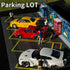 Hotwheels Display Case 1/64, Scenic Diorama Car Park with LED Lights, Model Display Case for 5 Parking Spaces