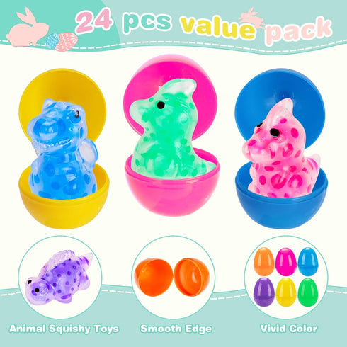 24 Pack Budbof Easter Egg Fillers with Stress Balls, Fidget Toys Squeeze Balls for Kids - Easter Basket Stuffers