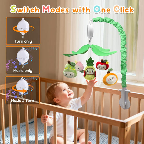 (35 Baby Crib Mobile for Boys & Girls- Fruity Delight Mobile for Crib with Gentle Rotation & Musical Function