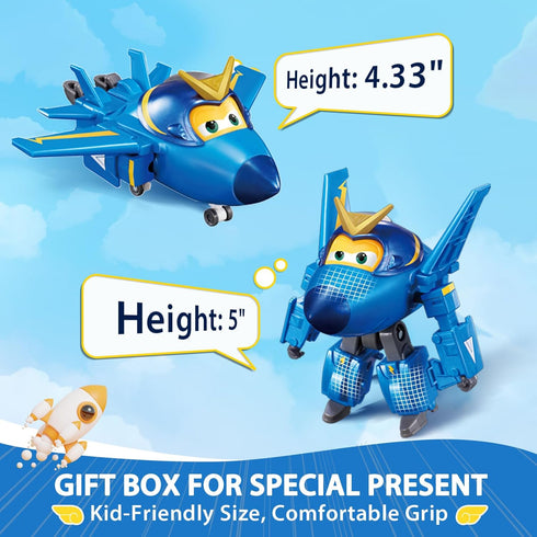 Super Wings Transformer Toys, 5" Jerome Airplane Toys, 2-in-1 Mode Rescue Bots Action Figure, Fun Toy Plane Vehicle for