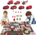 Dwi Dowellin Airplane Toy with Fire Truck Cars and Play Mat - Lights and Sounds for 3+ Years Old
