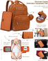 Backpack 20 15.6" ROSEGIN Premium Vegan Leather Diaper Bag with Waterproof Changing Pad, Reinforced Zippers