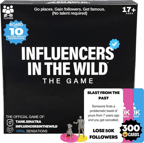 Influencers in the Wild Board Game - 2-6 Players - Social Media Card Game by Tank Sinatra