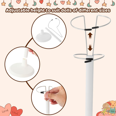 12 8 14 Inches Yaocom Pcs Doll Stands for to Adjustable Dolls Figure Stand Display with Expandable Waist Wire Action