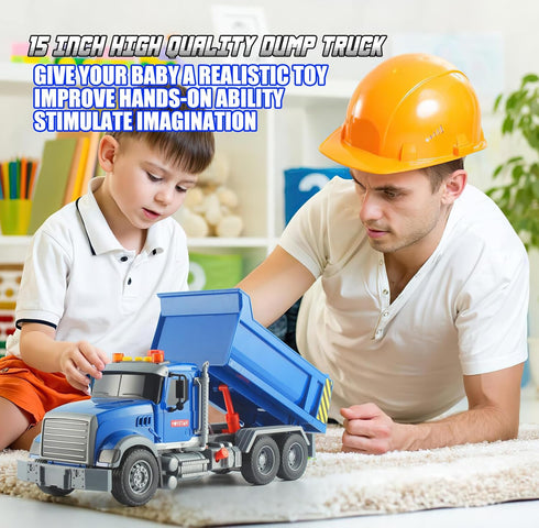 Dump Truck Toy Construction Toys with Lights and Sounds - Push & Go Car for Toddlers Age 3-5 Birthday Gift