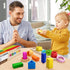 1 2 3 1-4 PEBIRA Montessori Toys for Year Old Boys Girls Toddlers, Heightened Peg-Free Wooden Stacking Toys, Shape
