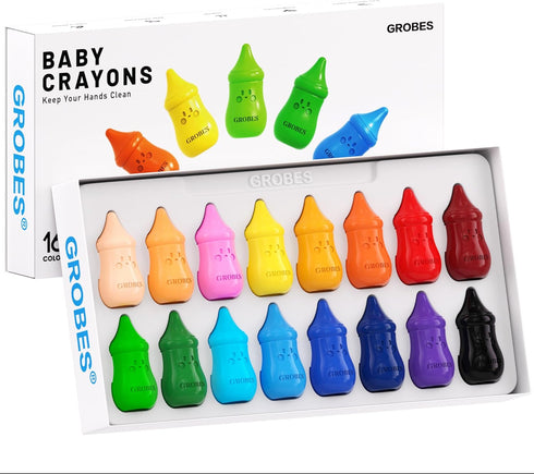 YSNYSN 16 1-3,Non-Toxic Colors Jumbo Baby bottle Crayons for Toddlers & Washable,Easy-Grip Infant Crayons for Early