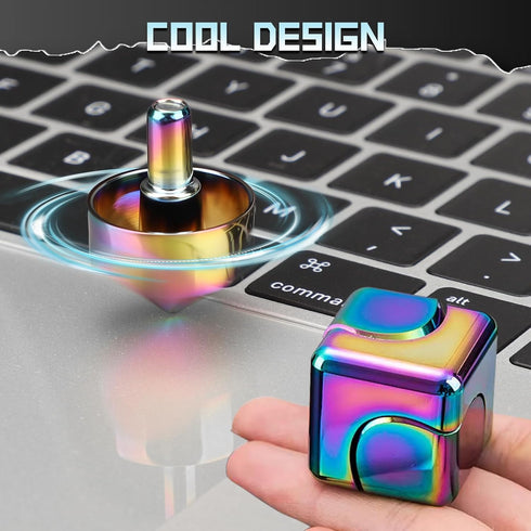 LNCOJOLM Fidget Spinner Cube Toy for Teen Adult Kid, Metal Fidget Block Hand Spinner for Stress Relief, Cool Stuff EDC