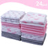 Viviland Baby Washcloths, 24Pack Soft Absorbent Towels for Newborn, Pink Elephant, Gentle on Sensitive Skin