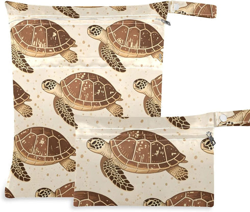 Burbuja Vintage Sea Turtles Wet Dry Bags for Baby Cloth Diaper 2 Pack,