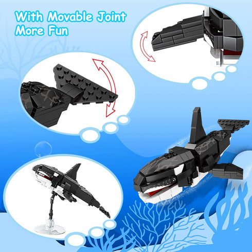 Sets,Ocean 8 9 10 KAZI Orca Toys Building Blocks,Deep Sea Creatures Building Toy Animal Toys for Kids Ages Plus,STEM