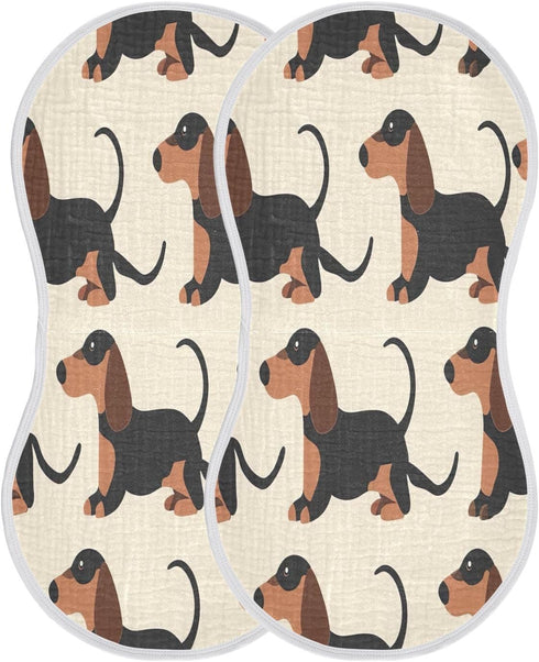 YETTASBIN Dachshund Dog Muslin Baby Burp Cloth, Super Soft Absorbent Cotton Burp Rag Baby Bibs Feeding Cloth