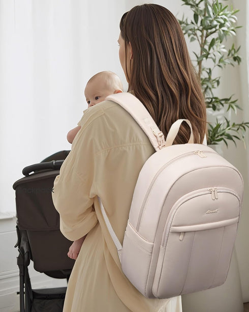 Backpack, Backpacks LOVEVOOK Diaper Bag Large Puffy Baby Bag with Changing Pad Insulated Pockets Stroller Straps