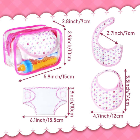 15Pcs Set,Pretend Baby Doll Accessories Magic Bottle Play Feeding Toy with Juice Milk Bottles,Sippy Cups,Pacifiers,Bowl