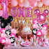 Pink and Black First Birthday Balloons, Girls First Year Banner, 1st Birthday Baby Shower Party Supplies