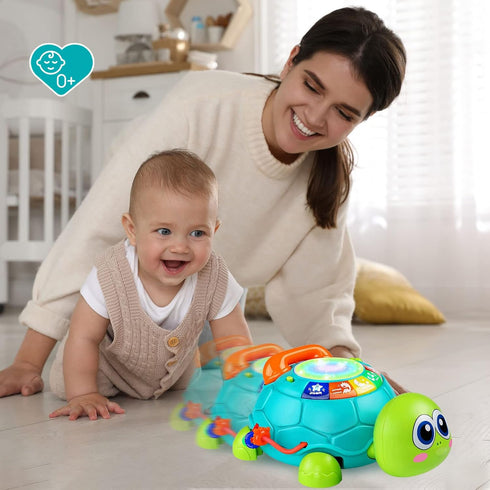 6 12 7 8 9 10 11 1-2 Ussybaby Baby Crawling Toys to Months, Infant Turtle Musical Toys with Phone Hand DrumBaby Months