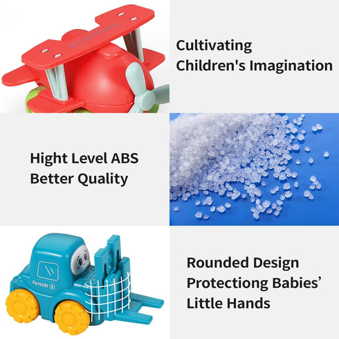 ALASOU 8 PCS Baby Cranes Car Toys with Playmat/Storage Bag, 1st Birthday Gifts for Toddler Age 1-2