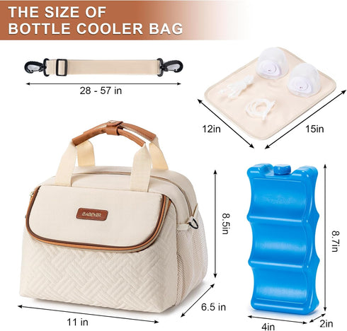 Pack 6 9 Breastmilk Cooler Bag with Ice Fits Baby Bottles up to Ounce, Wearable Breast Pumps Cooler Bag for Nursing Mom