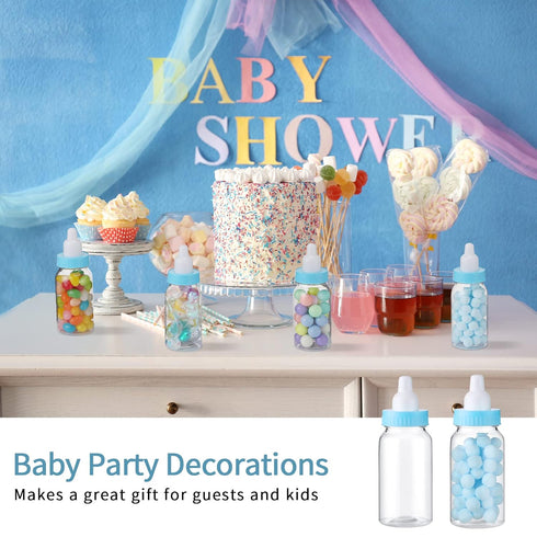 48 4.5 Inch Pcs Baby Bottle Shower Favor Mini Plastic Candy Bottle Baby Shower Fillable Feeding Candy Box for Party Boy