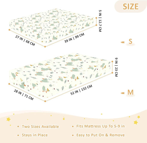 miaozhen 1 Pack 52x28 Cotton Baby Crib Sheets for Boys Girls Comfy Breathable Baby Green Playful Duck Toddler Mattress