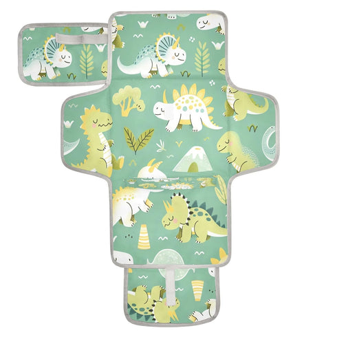 WELLDAY Cute Dinosaurs Portable Diaper Changing Pad - Waterproof Foldable Baby Diaper Changing
