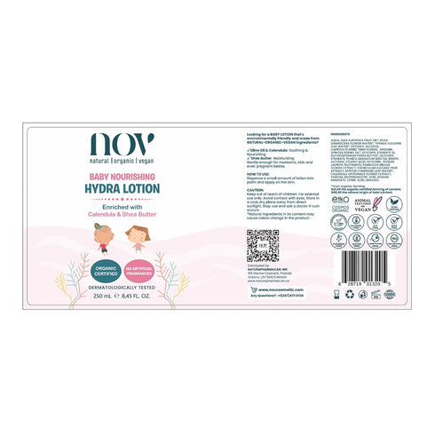 8.45 oz NOV Baby Nourishing Hydra Lotion - Baby Lotion for Newborn to Calm Itchiness and Redness - Newborn Essentials