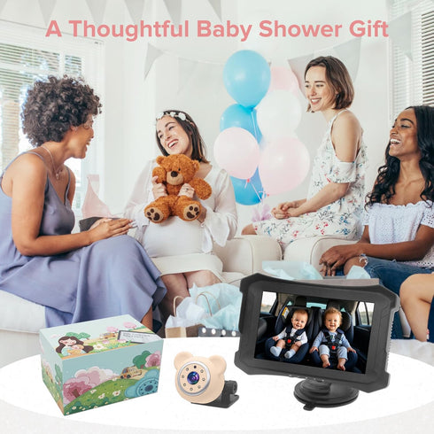 VSSTECH 5 Inch 360 Baby Car Camera & Rear-Facing Infant Monitor with IR Night Vision, Rotatable, Simple Backseat