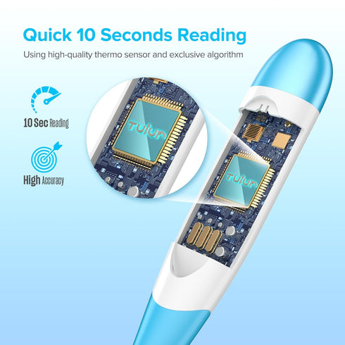 Thermometer for Adults with 10 Seconds Fast Reading, Baby Oral, Rectal or Under Arm Use, Digital with Fever Alarm