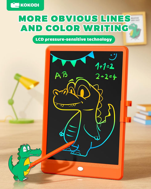 KOKODI LCD Writing Tablet - 10 Inch Colorful Toddler Doodle Board, Erasable Reusable Electronic Drawing Pads for Ages