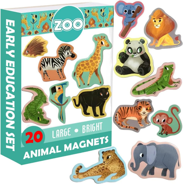ZOO Animal Magnets for Kids, Real LARGE Fridge Magnets for Toddlers, Magnetic Educational Toys for 3 Year Old Baby