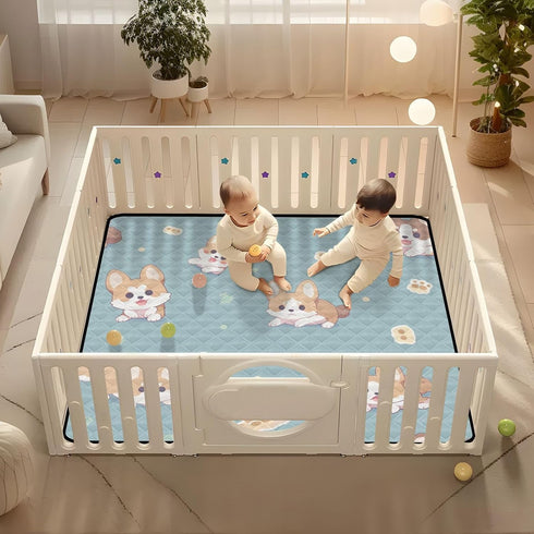 EtherSpher 1-Piecing foldablummy 50'' 50''con Cute Cartoon Brown Dogs Soft Padded Baby Play mat Foldable for Indoor