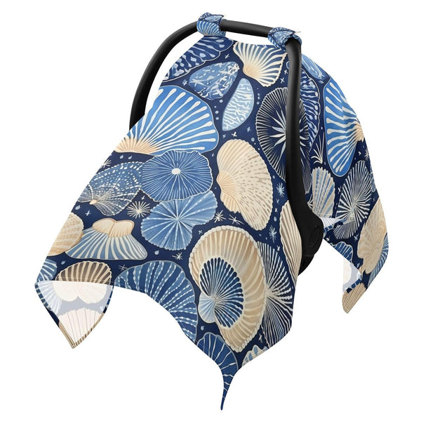 Dalzium Blue Seashell Car Seat Cover Baby, Carseat Canopy Cover for Girl Boy,