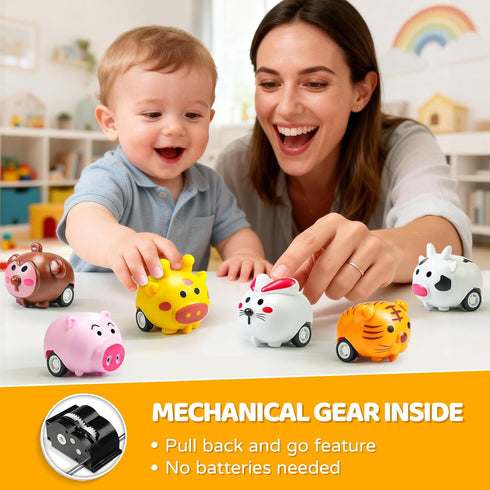 33 Beestech Pcs Mini Animal Pull Back Toy Cars for Boys Girls Kids Toddlers, Party Favors Teacher Classroom Treasure
