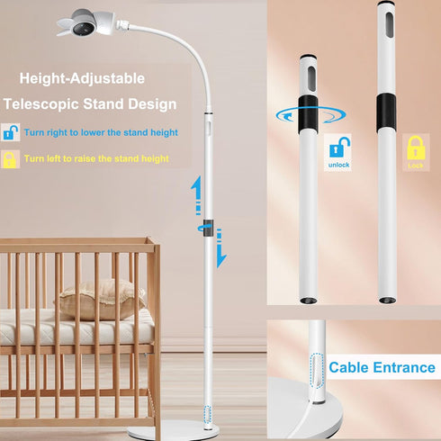 Derebir 2K A4 /1M/3QM/P2Q/B2/P2F (62.2 inch) Upgraded Floor Baby Monitor Mount Stand Compatible with ARENTI Alnanny