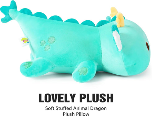 Onsoyours Chubby Dragon Stuffed Animal, Adorable Plushies Soft Huggable Plush Pillow for Kids (Cyan Dragon, 10")