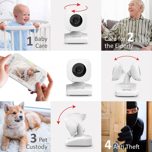 Axvue 4.3" 2 1000ft, 12 2-Way Video Baby Monitor, Comfortable Slim Design Handheld Enclosure, Screen Monitor & Camera