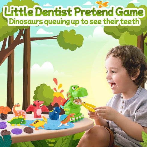 Sets 4-8 Set, 15 Set 2 oz Cans/6 PLAY Dinosaur Clay for Ages Kids - Color Dough Toys with Dentist Play Dough Tool