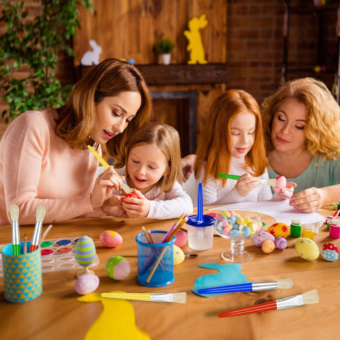 YGAOHF 24 Pcs Paint Brushes for Kids, Colorful Round and Flat Brushes, Easy Clean Toddler Paint Brushes