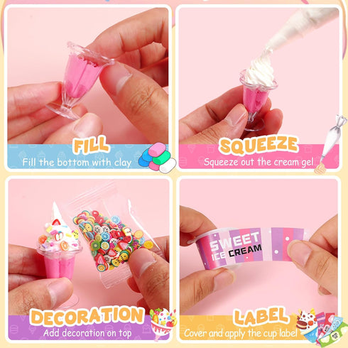 Cleboen Set, 24 8+, Mini Dessert House DIY Toy Making Miniature Food Desserts, Resin & Clay Kitchen Play Food DIY Craft