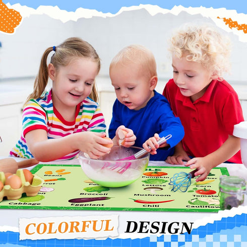 Mifoci 8 Pcs Educational Preschool Placemat Set - Reusable Washable Non-Slip Placemats for Kids Dining Table