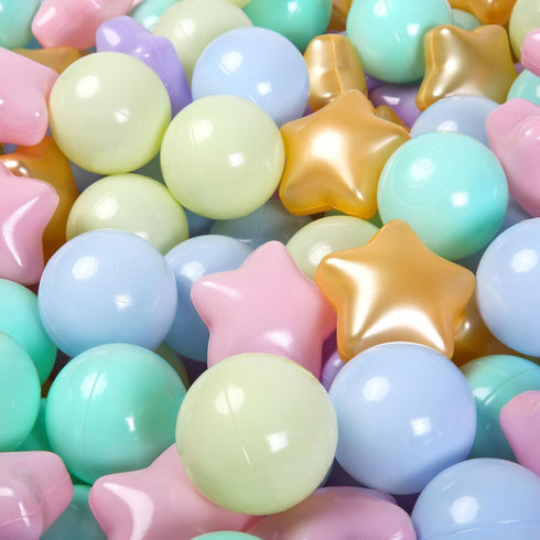 Star Ball Pit Balls for Toddlers - 200pcs Macaron Ocean Balls, Phthalate Free, Non-Toxic Crush Proof Play Balls