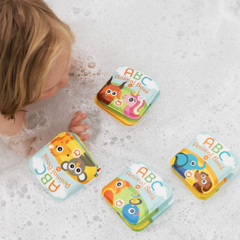 Floating Baby Bath Books - Kids Learning Bath Toys, Waterproof Bathtime Toys for Toddlers (Set of 4: ABC Animal Bath