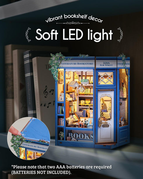Cutefun Book Nook Kit - DIY Miniature Dollhouse Kit for Adults and Teens, Mini House Building Kit Library with LED